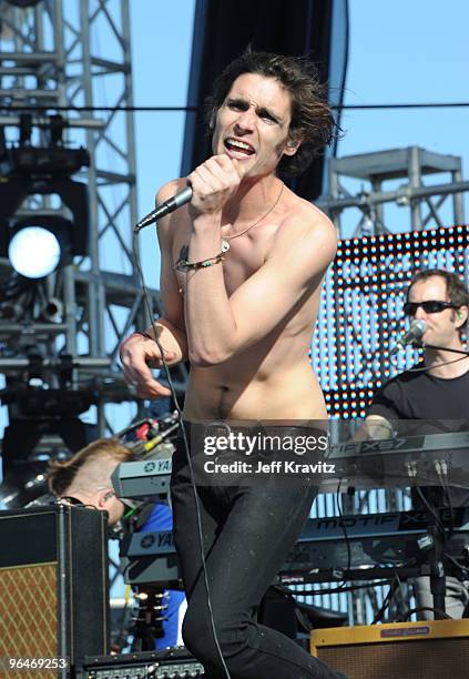 Musician Tyson Ritter of All American Rejects performs at DIRECTV's 4th Annual Celebrity Beach Bowl on February 6, 2010 in Miami Beach, Florida.