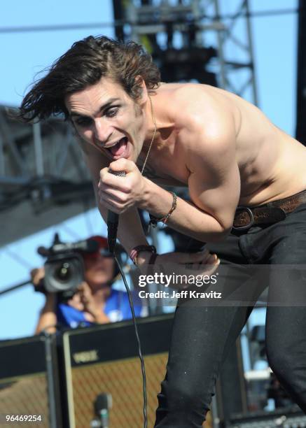 Musician Tyson Ritter of All American Rejects performs at DIRECTV's 4th Annual Celebrity Beach Bowl on February 6, 2010 in Miami Beach, Florida.