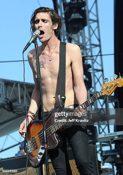 Musician Tyson Ritter of All American Rejects performs at DIRECTV's 4th Annual Celebrity Beach Bowl on February 6, 2010 in Miami Beach, Florida.