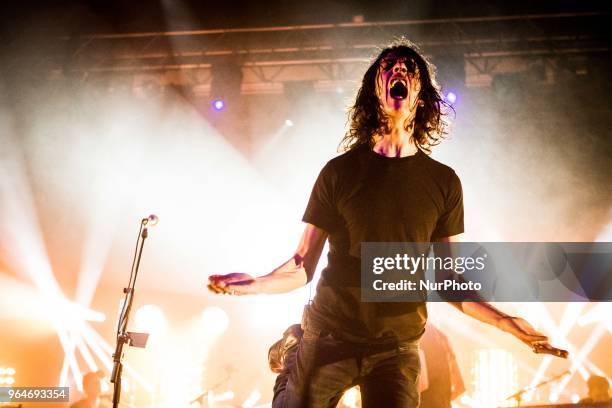 Italian singer-songwriter Francesco Motta, also known simply as Motta perfors live at Alcatraz in Milan, Italy, on 31 May 2018.