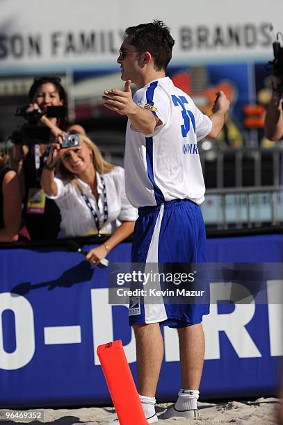 Actor Ed Westwick attends DIRECTV's 4th Annual Celebrity Beach Bowl on February 6, 2010 in Miami Beach, Florida.