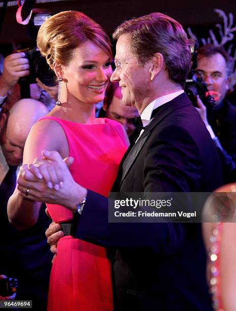 Dr. Guido Westerwelle dances with Franziska van Almsick at the 2009 Sports Gala 'Ball des Sports' at the Rhein-Main Hall on February 6, 2010 in...