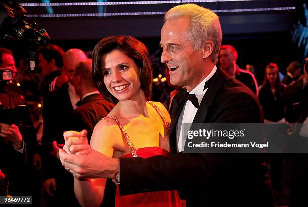 Dr. Peter Ramsauer dances with Franziska Schenk at the 2009 Sports Gala 'Ball des Sports' at the Rhein-Main Hall on February 6, 2010 in Wiesbaden,...