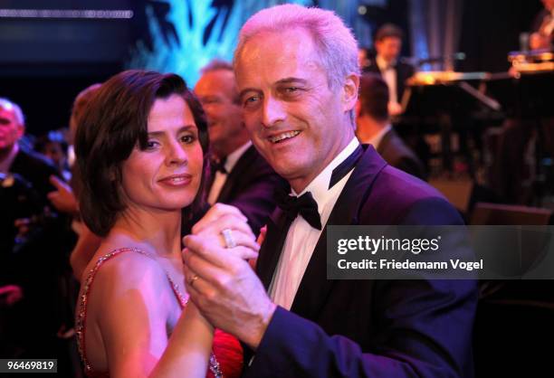 Dr. Peter Ramsauer dances with Franziska Schenk at the 2009 Sports Gala 'Ball des Sports' at the Rhein-Main Hall on February 6, 2010 in Wiesbaden,...