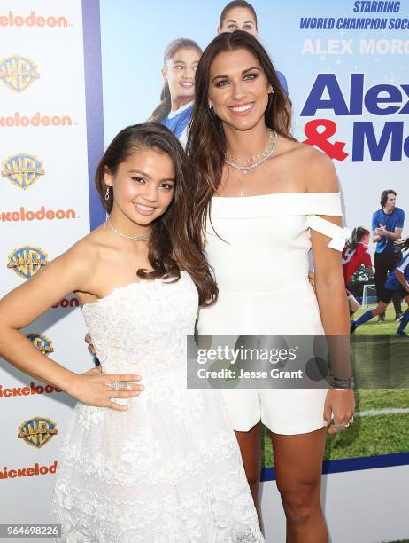 Actor Siena Agudong and professional soccer player Alex Morgan attend the premiere of "Alex & Me" at the DGA Theater on May 31, 2018 in Los Angeles,...