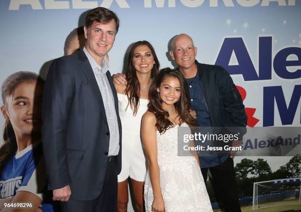 Producer Mike Karz, professional soccer player Alex Morgan, actor Siena Agudong and writer/director Eric Champnella attend the premiere of "Alex &...