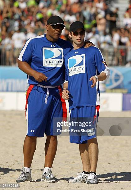 Hall of Famer Warren Moon and actor Chace Crawford attend the Fourth Annual DIRECTV Celebrity Beach Bowl at DIRECTV Celebrity Beach Bowl Stadium:...