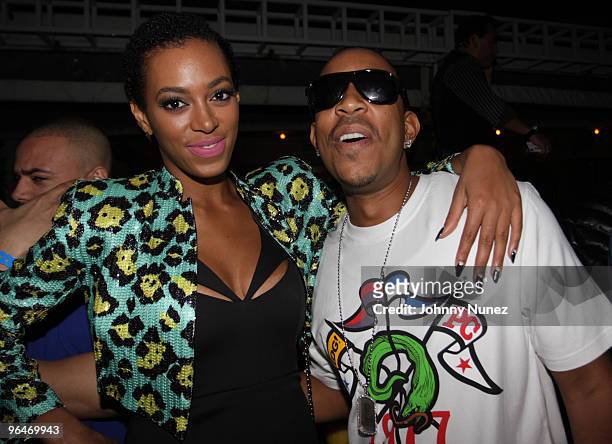 Solange Knowles and Ludacris attend the 44th Annual Super Bowl Friday Night Lights celebration at Shore Club on February 5, 2010 in Miami Beach,...