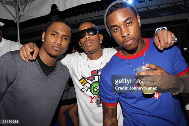 Trey Songz, Ludacris, and Jeremih attend the 44th Annual Super Bowl Friday Night Lights celebration at Shore Club on February 5, 2010 in Miami Beach,...
