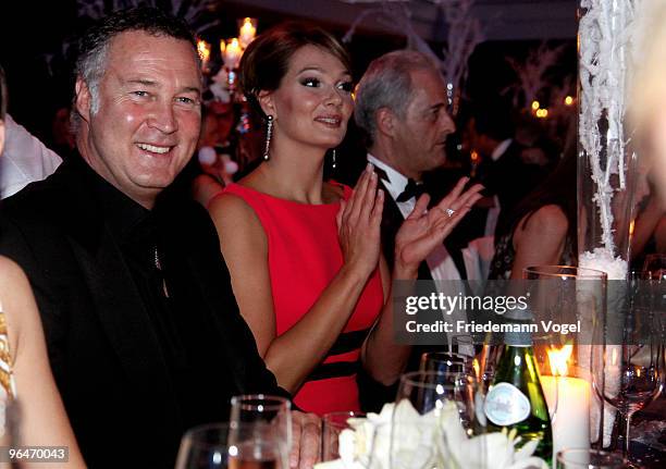 Franziska van Almsick sits sits with her man Juergen B. Harder at the 2009 Sports Gala 'Ball des Sports' at the Rhein-Main Hall on February 6, 2010...