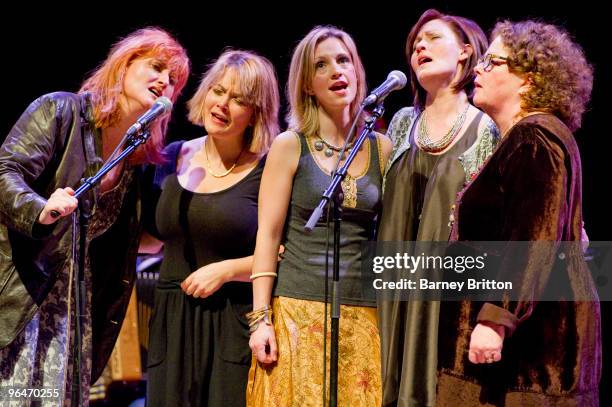 Eddi Reader, Sara Watkins, Cara Dillon, Karen Matheson and Mollie O'Brien perform a tribute to Kate McGarrigle at the Royal Festival Hall on February...