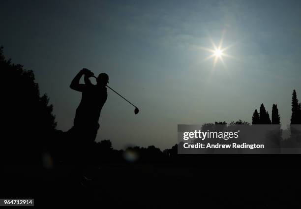 David Drysdale of Scotland tees off on the 2nd hole during day two of the Italian Open at Gardagolf CC on June 1, 2018 in Brescia, Italy.