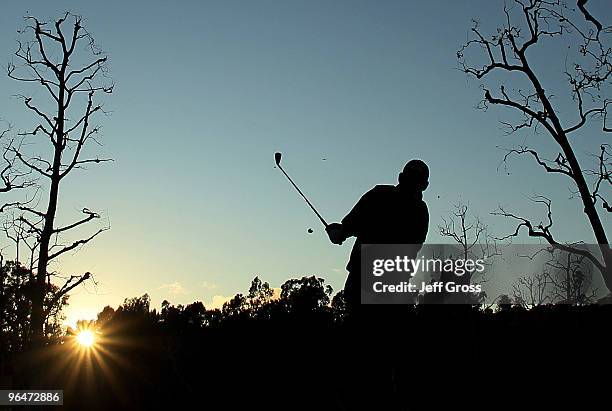 Troy Matteson hits a tee shot on the 16th hole during the third round of the Northern Trust Open at Riviera Country Club on February 6, 2010 in...