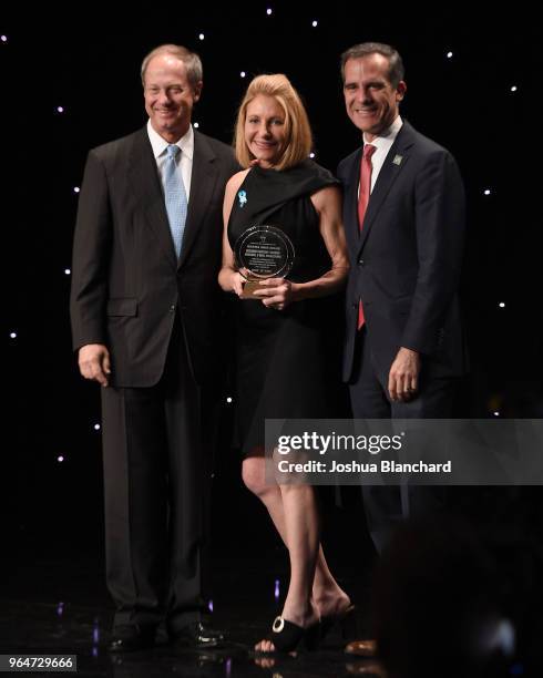 Ambassador John B. Emerson, Kimberly Emerson and Mayor Eric Garcetti attend the United Friends of the Children 2018 Brass Ring Awards Dinner Honoring...