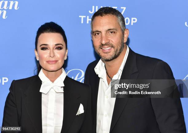 Kyle Richards and Mauricio Umansky attend the premiere of Paramount Network's "American Woman" at Chateau Marmont on May 31, 2018 in Los Angeles,...