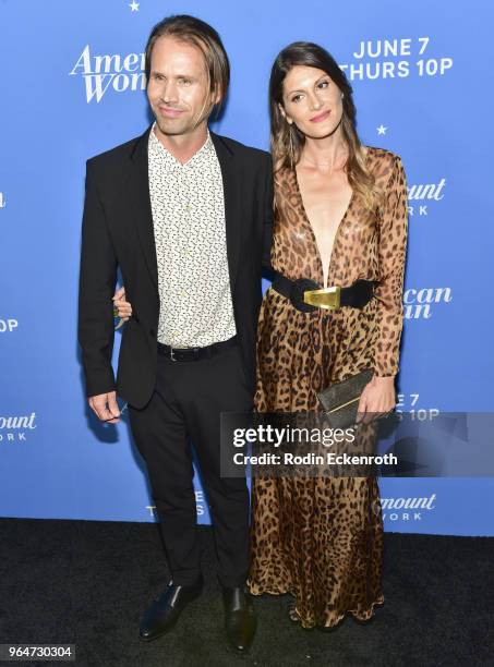 Tobias Jelinek and Irina Costa attend the premiere of Paramount Network's "American Woman" at Chateau Marmont on May 31, 2018 in Los Angeles,...