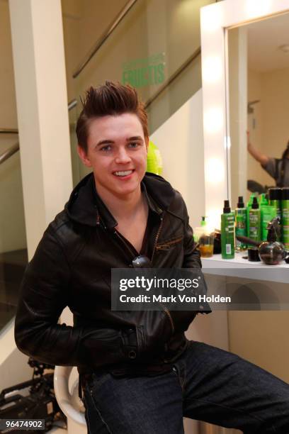 Musical artist Jesse McCartney attends the Garnier Fructis Super Salon at Hotel 944 at the Eden Roc Renaissance Miami Beach on February 6, 2010 in...