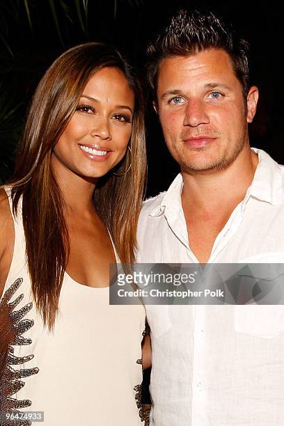 Vanessa Minnillo and singer Nick Lachey attend the 2010 Maxim Party at The Raleigh on February 6, 2010 in Miami, Florida.