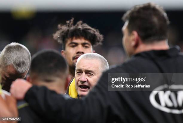 Head coach of the Hurricanes Chris Boyd during the round 16 Super Rugby match between the Highlanders and the Hurricanes at Forsyth Barr Stadium on...