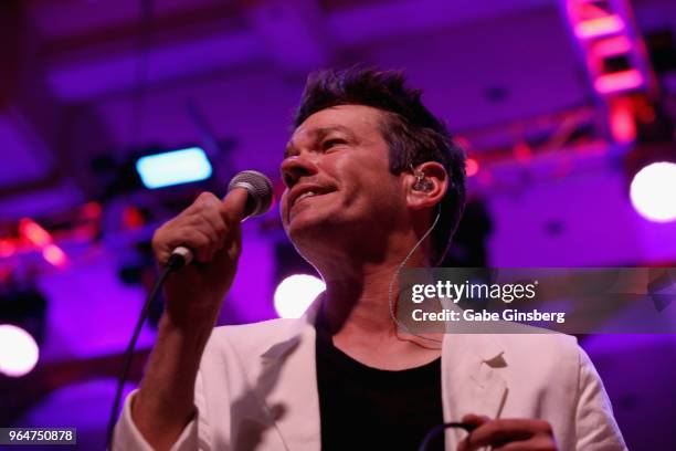 Singer/songwriter Nate Ruess performs at the Couture Las Vegas jewelry show at Wynn Las Vegas on May 31, 2018 in Las Vegas, Nevada.