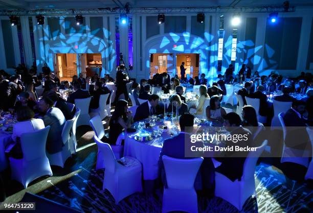 General view of the dining room is seen during the Diamond Empowerment Fund Diamonds Do Good's 2018 Diamonds Do Good award at the Four Seasons Hotel...