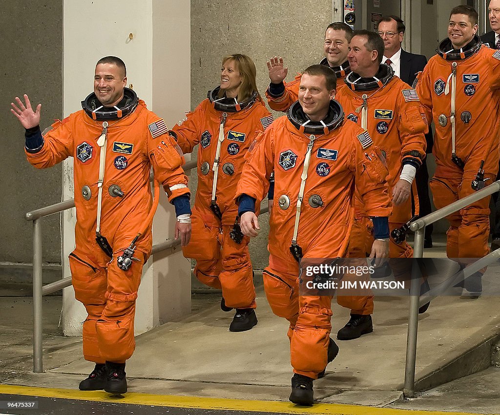 The crew of the space shuttle Endeavour