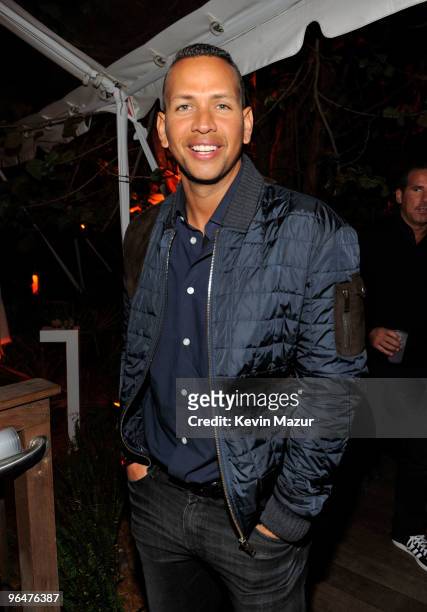 Player Alex Rodriguez attends the Super Bowl Party hosted by Creative Artists Agency at the W Hotel: South Beach on February 6, 2010 in Miami Beach,...