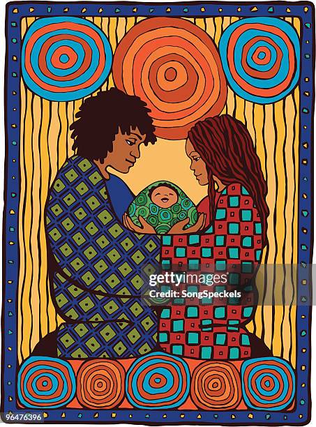 illustrations, cliparts, dessins animés et icônes de afro-américain portrait de famille - dreadlocks