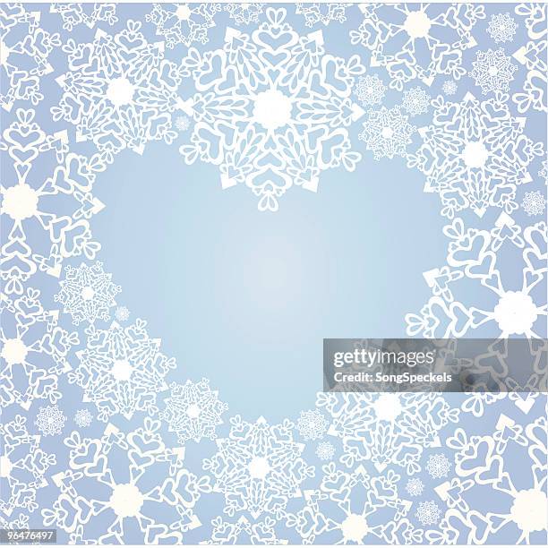 ilustraciones, imágenes clip art, dibujos animados e iconos de stock de corazón de snowflakes - solsticio-de-invierno