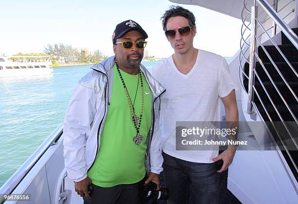 Spike Lee and Barry Mullineaux attend Rick Ross' birthday party hosted by The Source Magazine on February 6, 2010 in Miami, Florida.