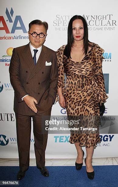 Michael Chow and Eva Chow attend the 4th annual Saturday Night Spectacular celebration at The Bank of America Tower on February 6, 2010 in Miami,...