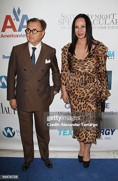 Michael Chow and Eva Chow attend the 4th annual Saturday Night Spectacular celebration at The Bank of America Tower on February 6, 2010 in Miami,...