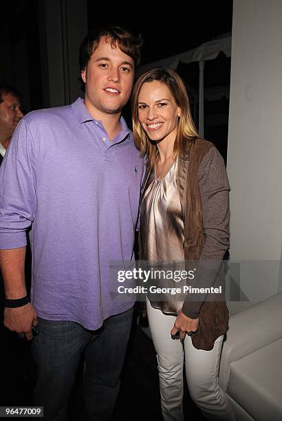 Exclusive Coverage* NFL Player Matthew Stafford and Actress Hilary Swank attend the Super Bowl Party hosted by Creative Artists Agency at the W...