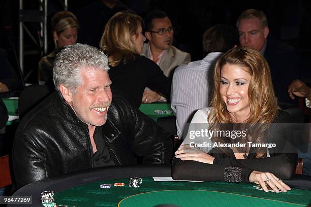 Ron Perlman and Shannon Elizabeth attend the 4th annual Saturday Night Spectacular celebration at The Bank of America Tower on February 6, 2010 in...