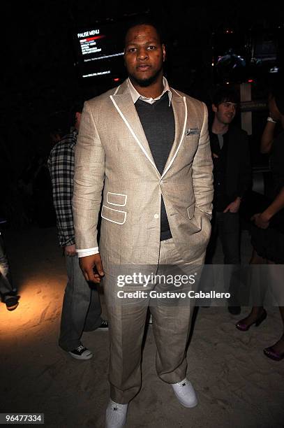 Football player Ndamukong Suh attends the 2010 Maxim Party at The Raleigh on February 6, 2010 in Miami, Florida.