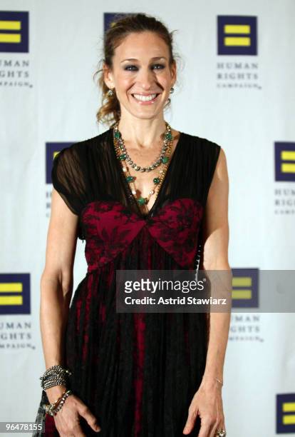 Actress Sarah Jessica Parker attends the 9th annual Greater New York Human Rights Campaign Gala at The Waldorf Astoria on February 6, 2010 in New...