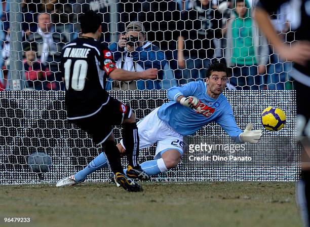 Antonio Di Natale of Udinese scores the penalty during the Serie A match between Udinese and Napoli at Stadio Friuli on February 7, 2010 in Udine,...