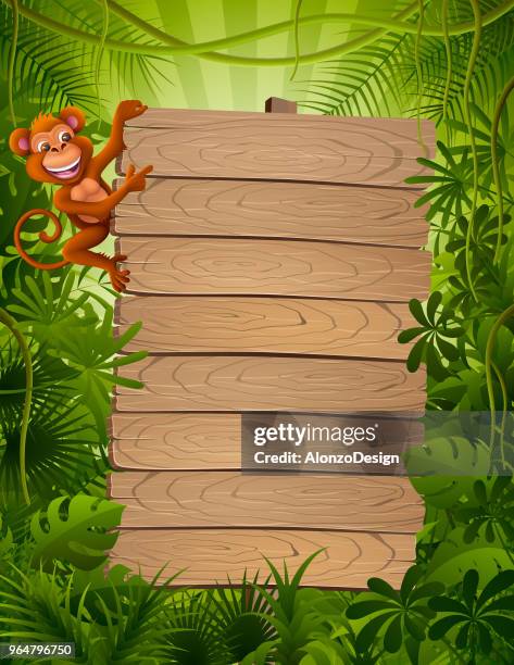 monkey and jungle - liana stock illustrations