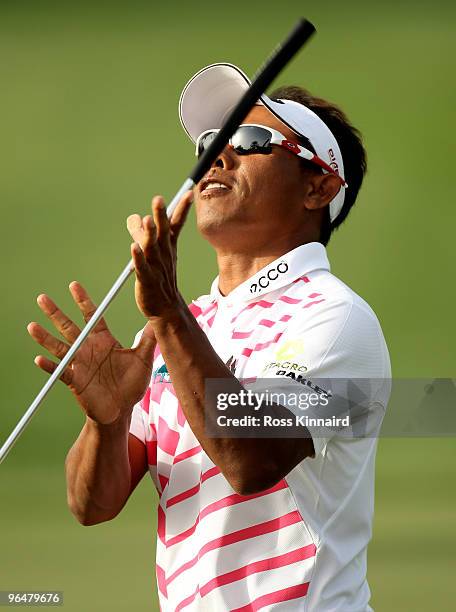 Thogchai Jaidee of Thiland during the final round of the Omega Dubai Desert Classic on the Majlis Course at the Emirates Golf Club on February 7,...