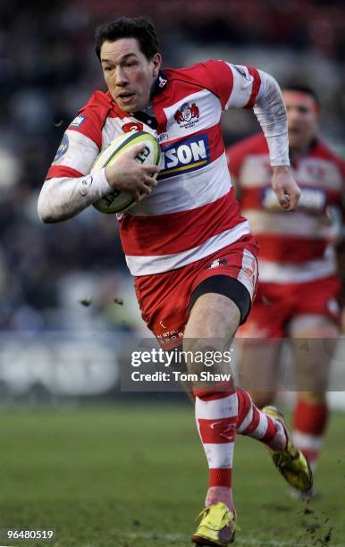 Tom Voyce of Gloucester in action during the LV Anglo Welsh Cup match between Harlequins and Gloucester at The Stoop on February 7, 2010 in London,...