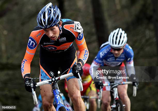 Ian Bibby of Motorpoint-Marshalls Pasta RT in action on his way to winning the National Cyclo Cross Champs at Sutton Park on February 7, 2010 in...