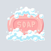 Soap flat icon, soap bubbles, vector illustration.