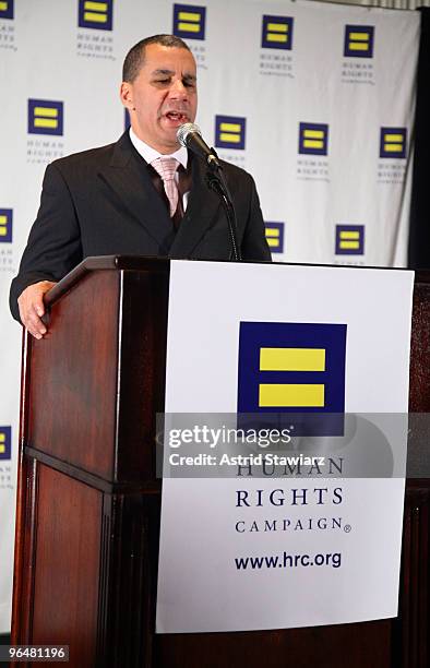 New York Governor David Paterson attends the 9th annual Greater New York Human Rights Campaign Gala at The Waldorf Astoria on February 6, 2010 in New...