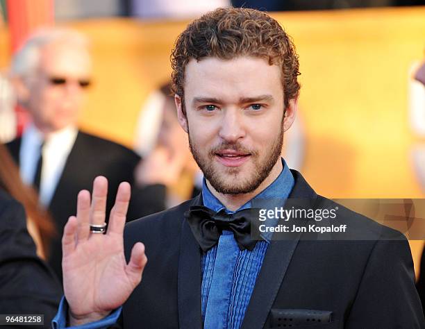 Singer Justin Timberlake arrives at the 16th Annual Screen Actors Guild Awards held at the Shrine Auditorium on January 23, 2010 in Los Angeles,...