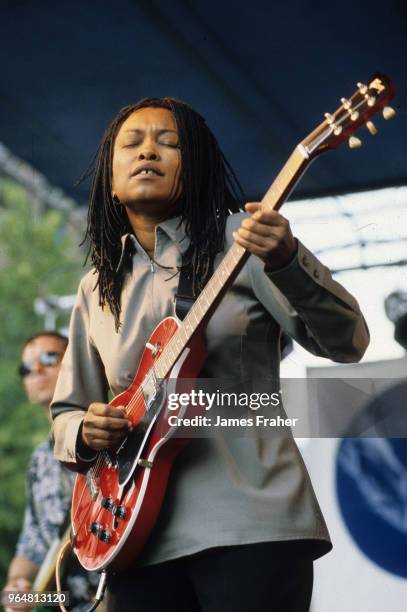 Deborah Coleman performs on stage at The Blues on the Fox Blues and Heritage Festival on June 17, 2000 in Aurora, Illinois, United States.