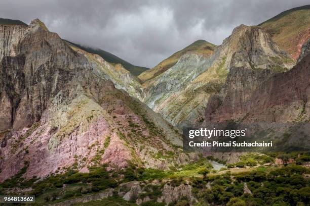 stone mountains in the village of iruya, northern argentina - noord zuid amerika stockfoto's en -beelden