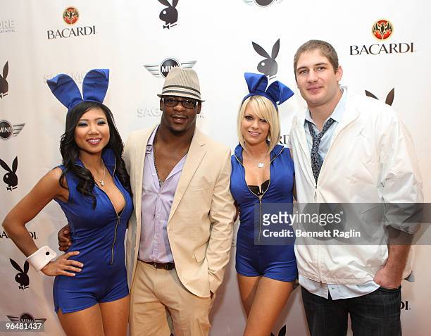 Clinton Portis and Chris Cooley attends Playboy's Super Saturday Night Party presented by Bacardi at Sagamore Hotel on February 6, 2010 in Miami...