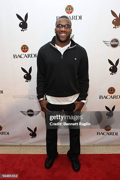 BeanieWells of the Arizona Cardinals attends Playboy's Super Saturday Night Party presented by Bacardi at Sagamore Hotel on February 6, 2010 in Miami...