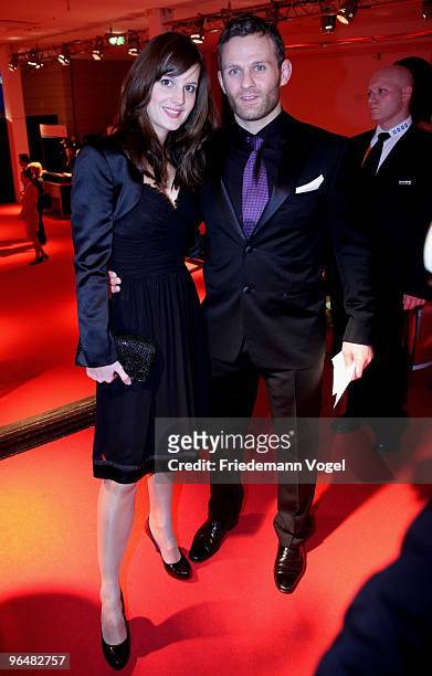 Former judo Olympic champion Ole Bischof arrives with girlfriend Ina at the 2009 Sports Gala 'Ball des Sports' at the Rhein-Main Hall on February 6,...