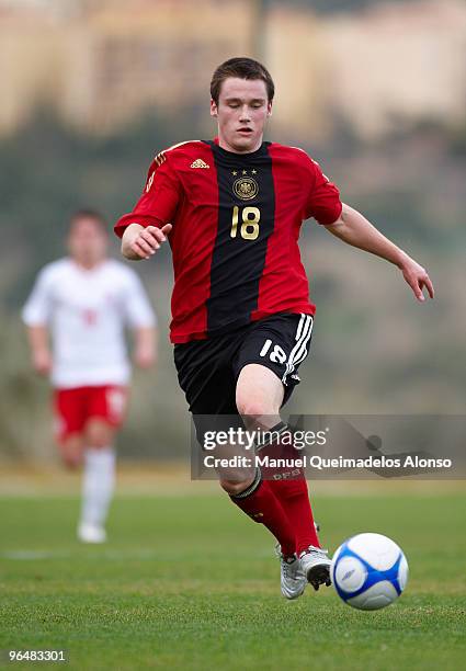 Christian Clemens of Germany in action during the U19 international friendly match between Germany and Poland on February 7, 2010 in La Manga,...